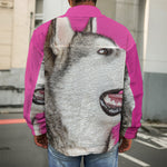 Cute Alaskan Malamute Print Men's Shirt Jacket