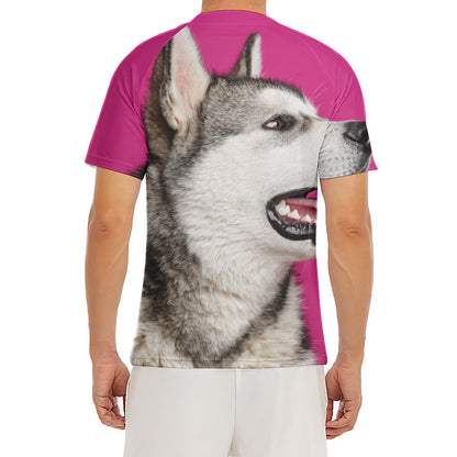 Cute Alaskan Malamute Print Men's Short Sleeve Rash Guard