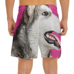 Cute Alaskan Malamute Print Men's Split Running Shorts