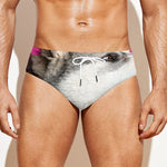 Cute Alaskan Malamute Print Men's Swim Briefs