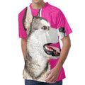 Cute Alaskan Malamute Print Men's Velvet T-Shirt