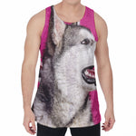 Cute Alaskan Malamute Print Men's Velvet Tank Top