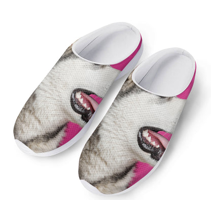 Cute Alaskan Malamute Print Mesh Casual Shoes