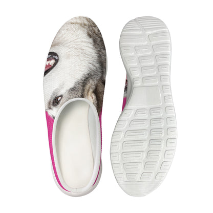 Cute Alaskan Malamute Print Mesh Casual Shoes