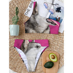 Cute Alaskan Malamute Print One Shoulder Bikini Top