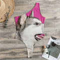 Cute Alaskan Malamute Print One Shoulder Bodysuit
