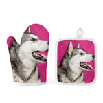 Cute Alaskan Malamute Print Oven Mitt And Pot Holder Set
