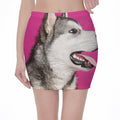 Cute Alaskan Malamute Print Pencil Mini Skirt