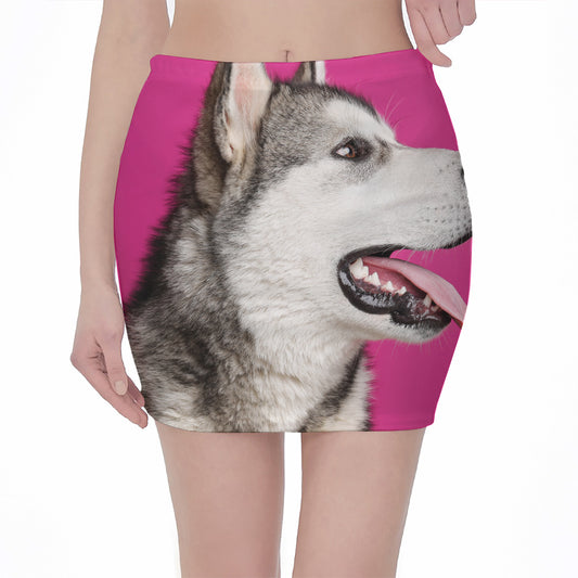 Cute Alaskan Malamute Print Pencil Mini Skirt