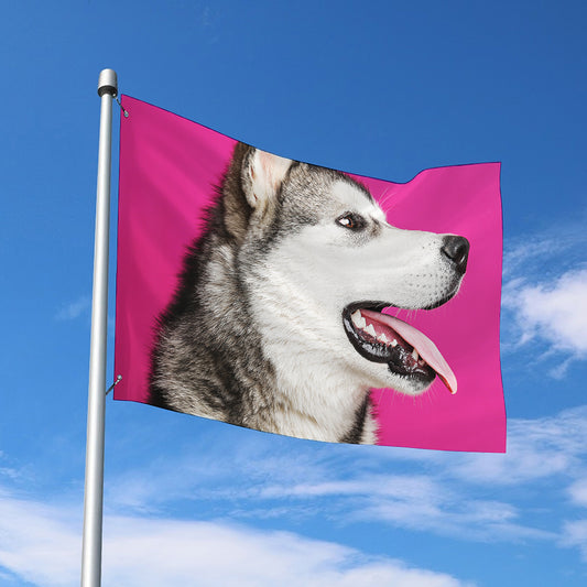 Cute Alaskan Malamute Print Polyester Flag