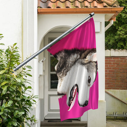 Cute Alaskan Malamute Print Polyester Flag