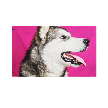 Cute Alaskan Malamute Print Polyester Flag