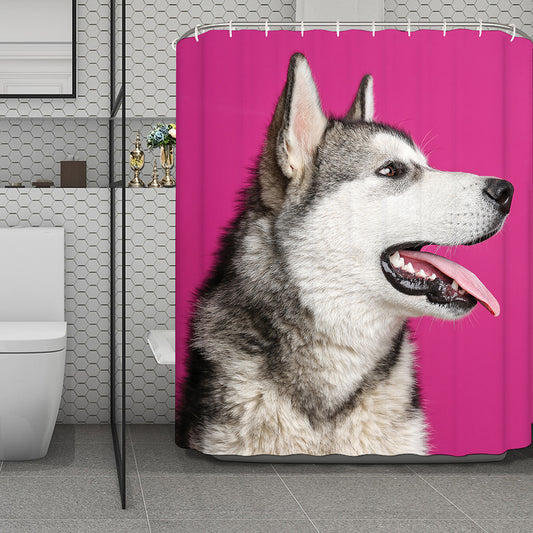 Cute Alaskan Malamute Print Polyester Shower Curtain