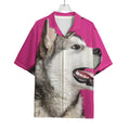 Cute Alaskan Malamute Print Rayon Hawaiian Shirt