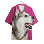 Cute Alaskan Malamute Print Rayon Hawaiian Shirt