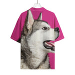 Cute Alaskan Malamute Print Rayon Hawaiian Shirt