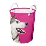 Cute Alaskan Malamute Print Round Laundry Basket