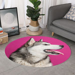 Cute Alaskan Malamute Print Round Rug