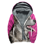 Cute Alaskan Malamute Print Sherpa Lined Zip Up Hoodie