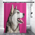 Cute Alaskan Malamute Print Shower Curtain