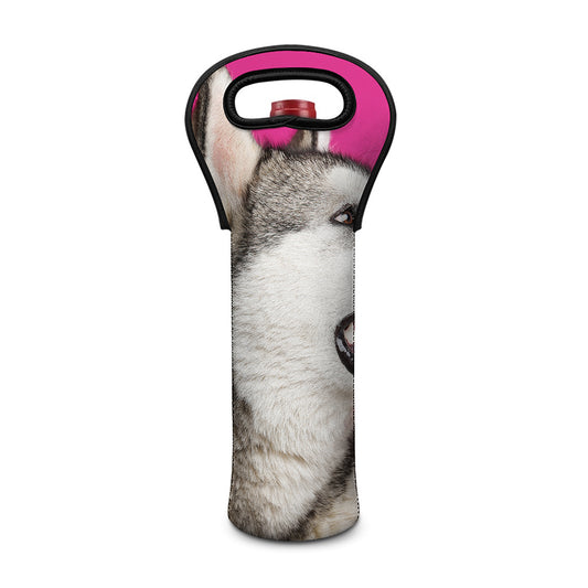 Cute Alaskan Malamute Print Single Neoprene Wine Tote