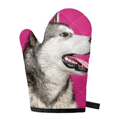 Cute Alaskan Malamute Print Single Oven Mitt