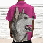 Cute Alaskan Malamute Print Textured Short Sleeve Shirt