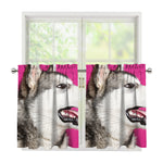 Cute Alaskan Malamute Print Tier Curtains