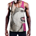 Cute Alaskan Malamute Print Men's Workout Tank Top