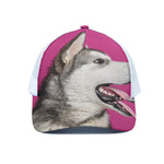 Cute Alaskan Malamute Print White Mesh Trucker Cap