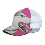 Cute Alaskan Malamute Print White Mesh Trucker Cap