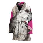 Cute Alaskan Malamute Print Women's Bathrobe