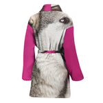 Cute Alaskan Malamute Print Women's Bathrobe