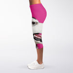 Cute Alaskan Malamute Print Women's Capri Leggings