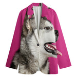 Cute Alaskan Malamute Print Women's Cotton Blazer