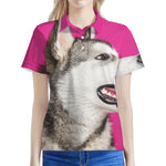 Cute Alaskan Malamute Print Women's Polo Shirt