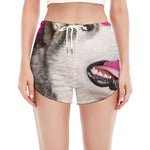 Cute Alaskan Malamute Print Women's Split Running Shorts