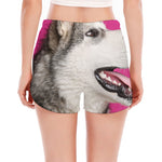 Cute Alaskan Malamute Print Women's Split Running Shorts