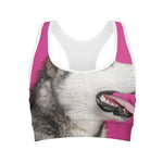 Cute Alaskan Malamute Print Women's Sports Bra