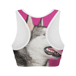 Cute Alaskan Malamute Print Women's Sports Bra