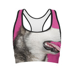 Cute Alaskan Malamute Print Women's Sports Bra