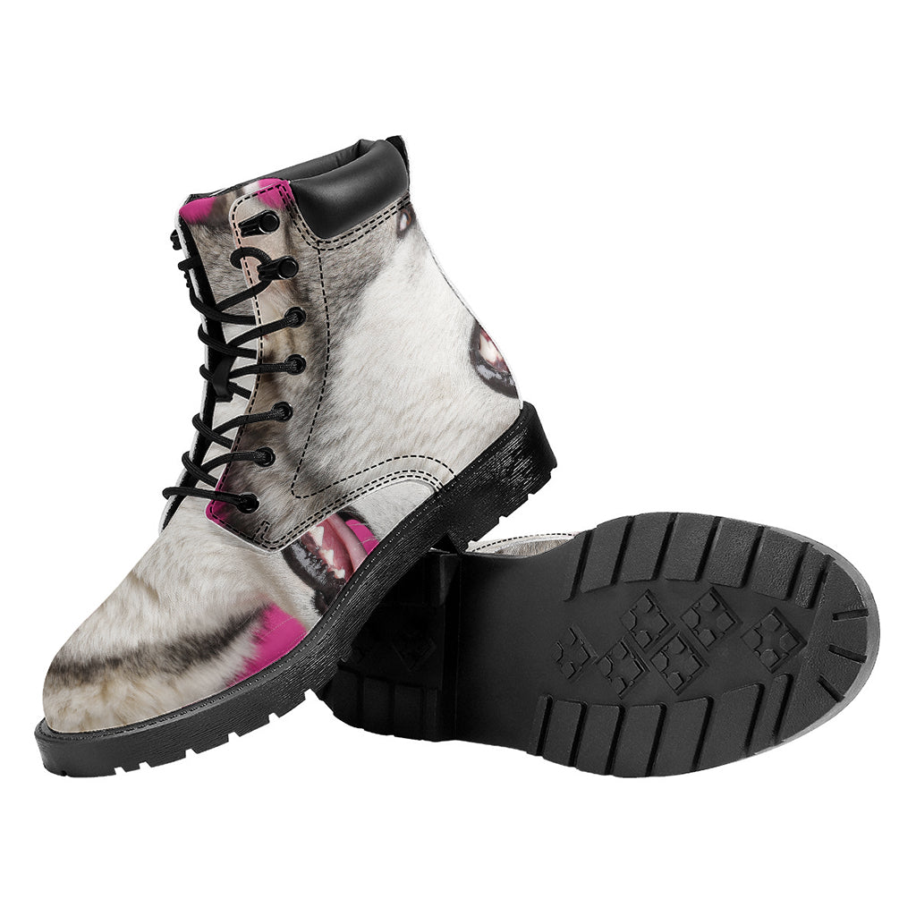 Cute Alaskan Malamute Print Work Boots
