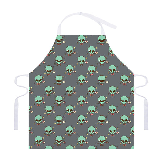 Cute Alien With Bow Tie Print Adjustable Apron