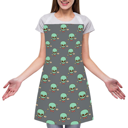 Cute Alien With Bow Tie Print Adjustable Apron