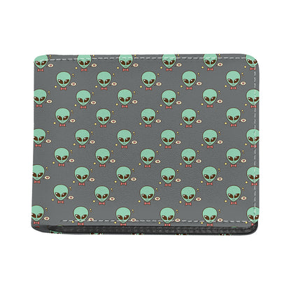 Cute Alien With Bow Tie Print Bifold Wallet