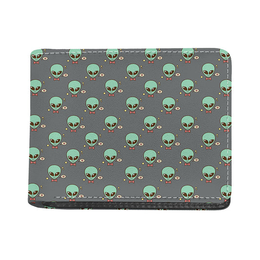 Cute Alien With Bow Tie Print Bifold Wallet