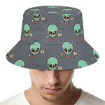 Cute Alien With Bow Tie Print Bucket Hat