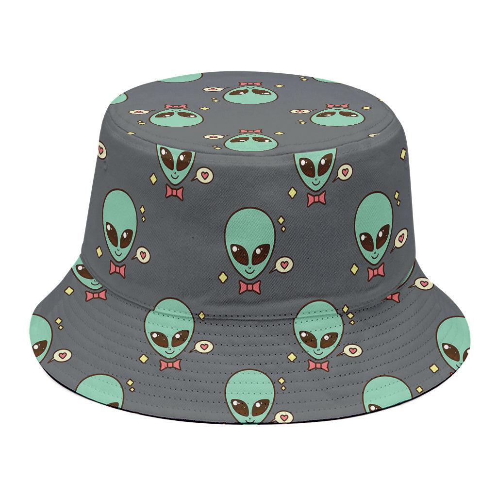 Cute Alien With Bow Tie Print Bucket Hat