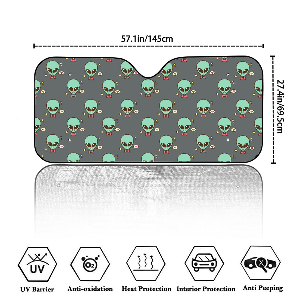 Cute Alien With Bow Tie Print Car Windshield Sun Shade