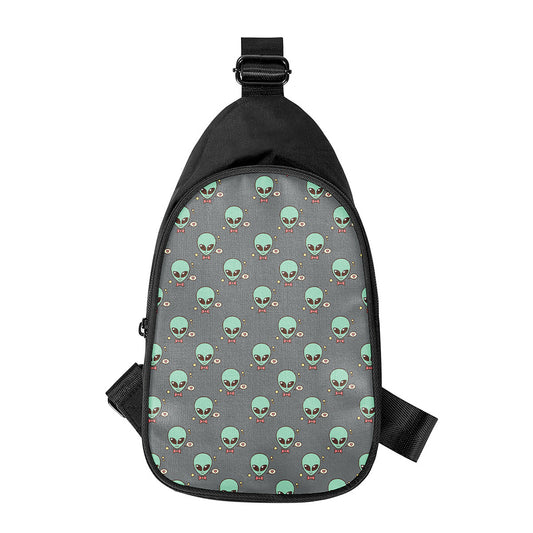 Cute Alien With Bow Tie Print Chest Bag